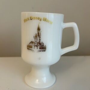 Vintage Walt Disney World Souvenir Milk Glass Pedestal Mug Good Shape